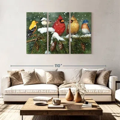 Ebern Designs Brampt Backyard Birds On Snowy Branch