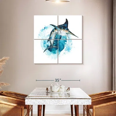 Ebern Designs Brampt Blue Marlin Splash In Teal