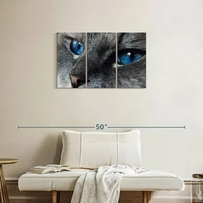 Ebern Designs Brampt Cat Blue Eyes In Gray