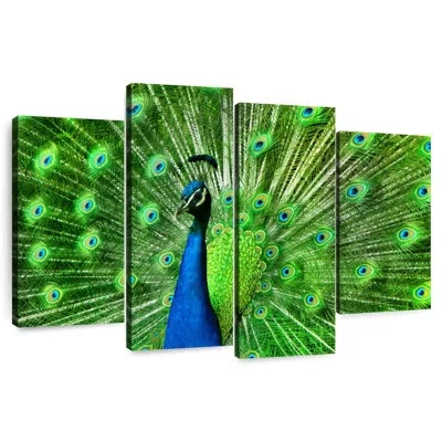 Ebern Designs Brampt Chartreuse Green Peacock Feather