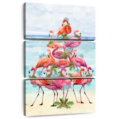 Ebern Designs Brampt Coastal Christmas Flamingos Ii In Beige