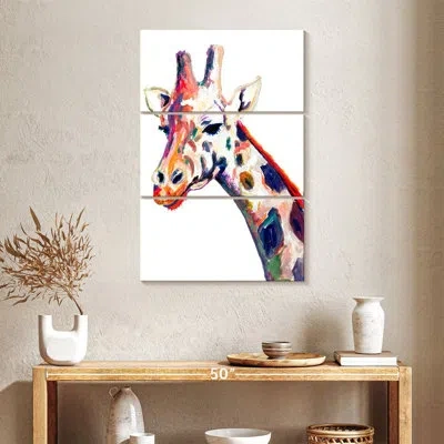 Ebern Designs Brampt Colorful Giraffe On White