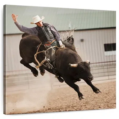 Ebern Designs Brampt Cowboy Bull Rodeo In Beige