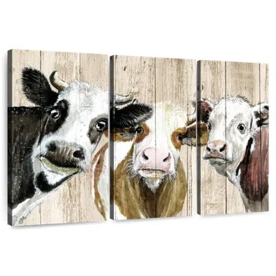 Ebern Designs Brampt Curious Cows On Wood In Black