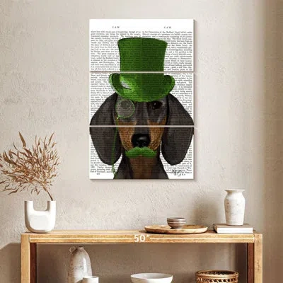 Ebern Designs Brampt Dachshund With Green Top Hat Black Tan