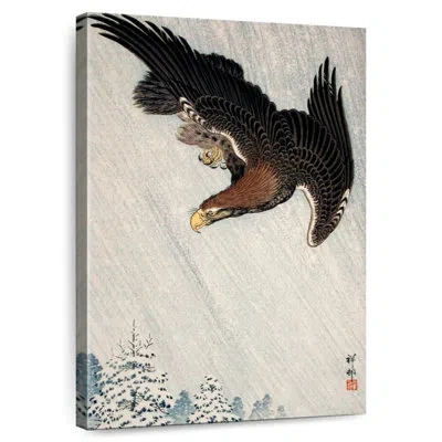 Ebern Designs Brampt Eagle Flying In Snow In Black