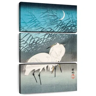 Ebern Designs Brampt Egrets And Reeds In Moonlight In Gray
