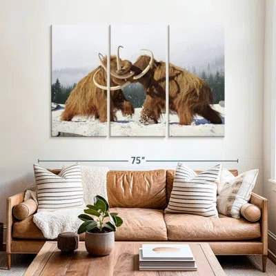 Ebern Designs Brampt Fighting Woolly Mammoths In Beige
