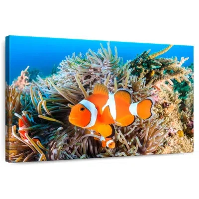 Ebern Designs Brampt Fish Swimming In Gray