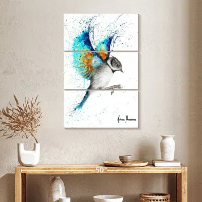 Ebern Designs Brampt Golden Sunset Bird In White