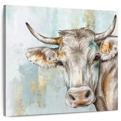 Ebern Designs Brampt Headstrong Cow I In Beige
