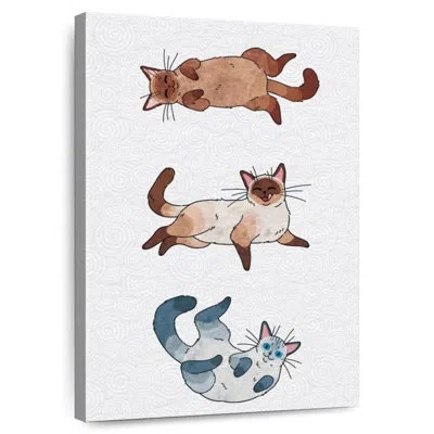 Ebern Designs Brampt Japanese Cat Trio In Teal
