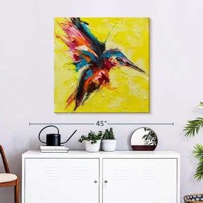 Ebern Designs Brampt Kingfisher Bird In Yellow
