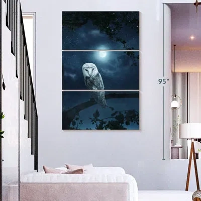 Ebern Designs Brampt Owl In Moonlight In Blue
