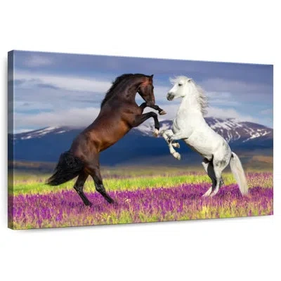 Ebern Designs Brampt Playful Horses In White