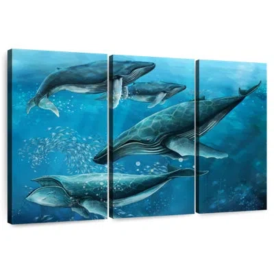 Ebern Designs Brampt Pod Of Humpback Whales In Teal
