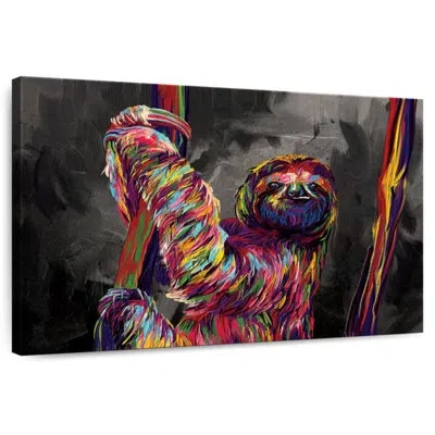 Ebern Designs Brampt Sloth Abstract Color In Black