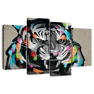 Ebern Designs Brampt Tiger Ferocity Abstract Color In Black