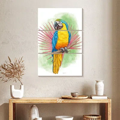 Ebern Designs Brampt Tropical Macaw Flair In White