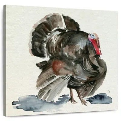 Ebern Designs Brampt Watercolor Turkey I In Gray