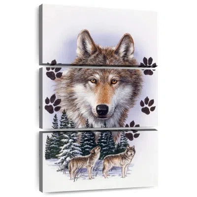 Ebern Designs Brampt Wolf Montage Winter In Purple