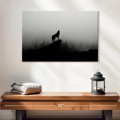 Ebern Designs Brampt Wolf Silhouette In Black