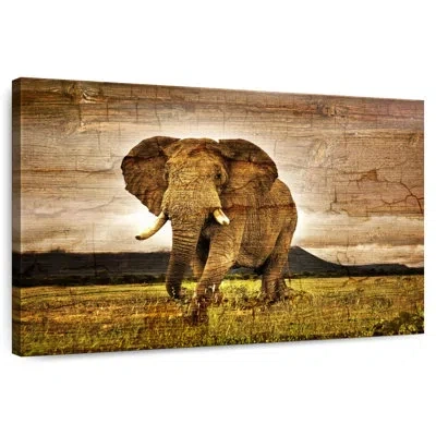 Ebern Designs Brampt Wooden Texture Elephant In Brown