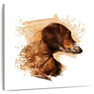 Ebern Designs Crowle Abstract Dachshund In White