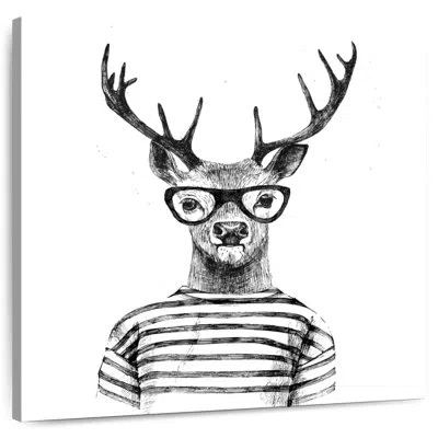 Ebern Designs Crowle Hipster Deer In White