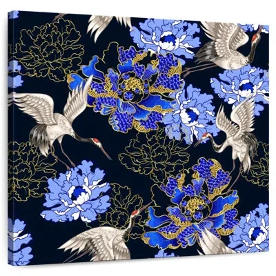 Ebern Designs Crowle Japanese Floral In Blue