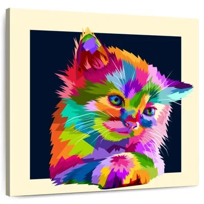 Ebern Designs Crowle Neon Cat In Black