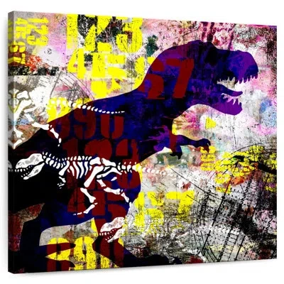 Ebern Designs Crowle Painted Dino Ii Grunge In Blue