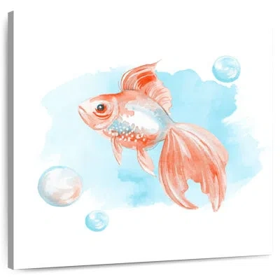 Ebern Designs Crowle Pastel Goldfish In White