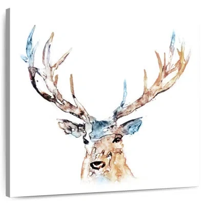 Ebern Designs Crowle Watercolour Reindeer In White
