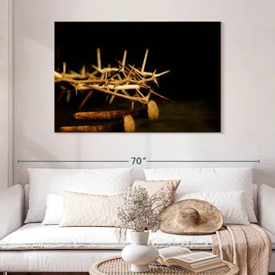 Ebern Designs Crown Of Thorns And Rusted Nails In Black