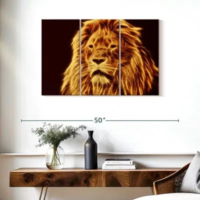 Ebern Designs Fiery Lion Head In Black