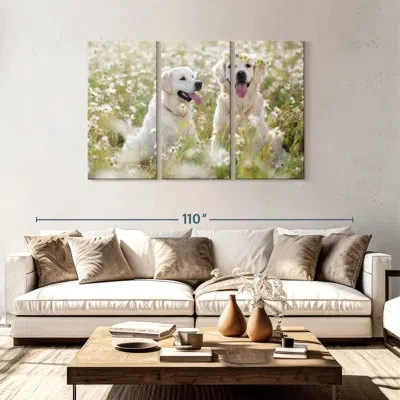 Ebern Designs Golden Retriever Couple In Beige