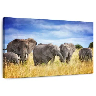 Ebern Designs Grassland Elephants In Yellow