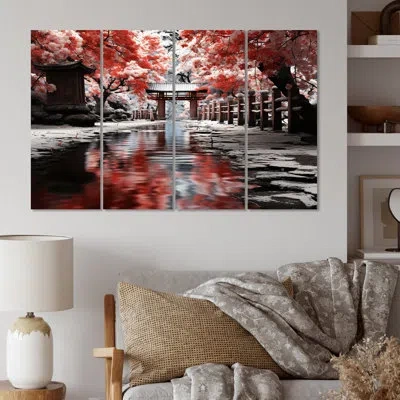 Ebern Designs Japon Art Red Torii Gate Ii On Canvas 4 Pieces Set