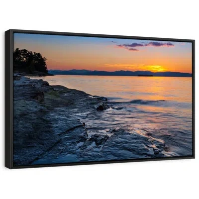 Ebern Designs Jeffers Serene Lake Champlain Canvas Print In Blue;gray;yellow;orange
