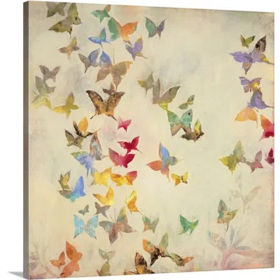 Ebern Designs Kelwin All Aflutter' By Liz Jardine Painting Print On Canvas In Green;red;yellow