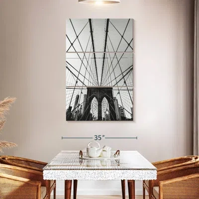 Ebern Designs Lilie Dark Sky Above Brooklyn Bridge In Gray
