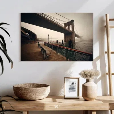 Ebern Designs Lilie Foggy Brooklyn Bridge