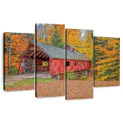 Ebern Designs Lilie Loon Song Covered Bridge In Orange