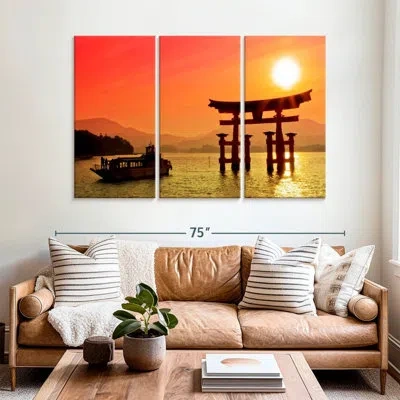 Ebern Designs Lilie Miyajima Torii Gate Sunset