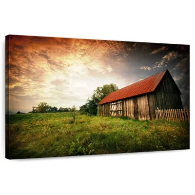 Ebern Designs Lilie Polish Barn At Sunset In Green