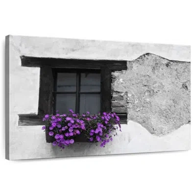 Ebern Designs Lilie Purple Flower Box Bw
