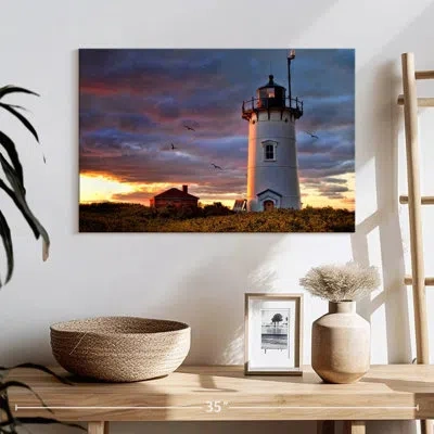 Ebern Designs Lilie Race Point Lighthouse Sunset In Orange