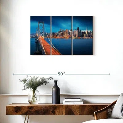 Ebern Designs Lilie Sf Bay Bridge Twilight Rush In Teal