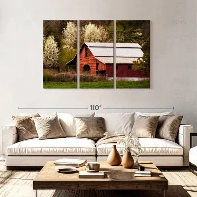 Ebern Designs Lilie Skylight Red Barn In White